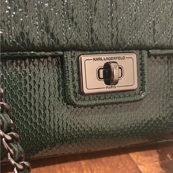 Karl Lagerfeld Dark Green Quilted Shoulder Bag - Picture 4 of 12